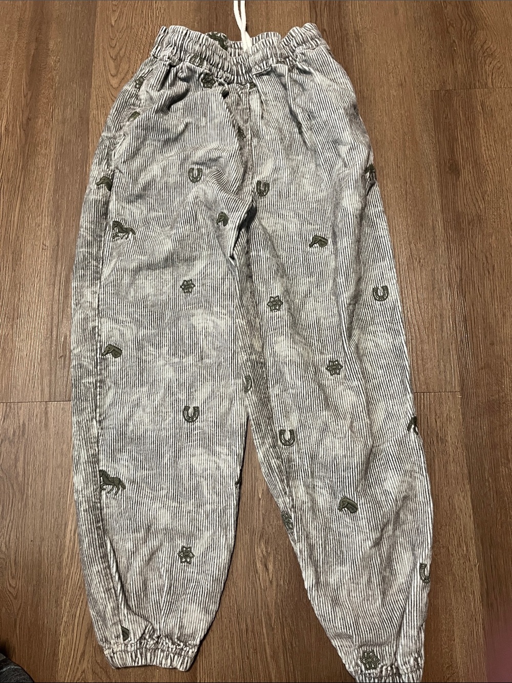 Kimchi Blue Gray Striped Drawstring Joggers